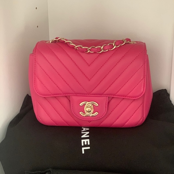 SOLD 😊 Chanel Square Mini Bag - Dark Pink 💕 - Picture 3 of 12